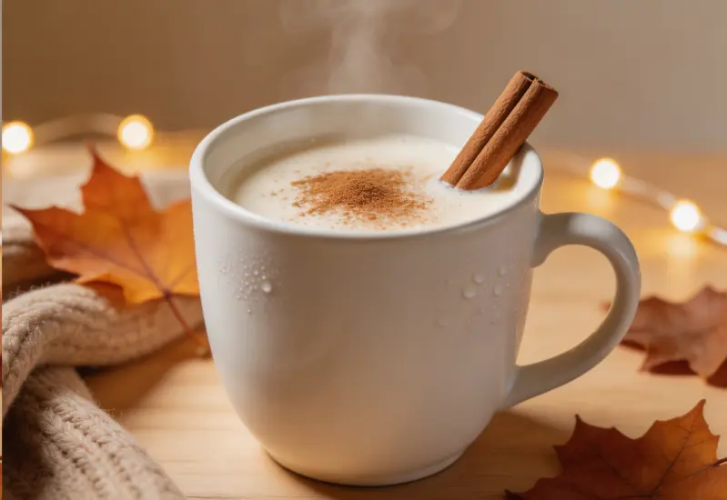 Eine warme Tasse Zimt-Hafermilch